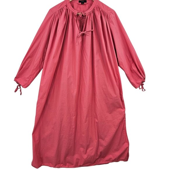 J. Crew Womens S/M‎ Pink Cotton Poplin Tunic Midi Dress with Pockets - Picture 3 of 16